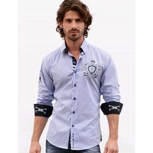 Absolute Rebellion Button Down Shirt Embroidered Luxury Polo Crest Slim Fit XXL